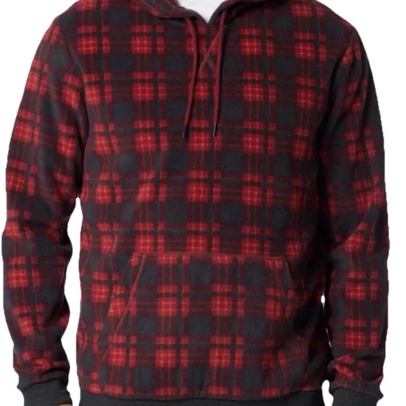 UNIONBAY Men’s NWT Hoodie M Red Plaid Microfleece Soft! - Picture 10 of 10